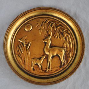 vintage guildcraft metal deer plate wall hanging (w656)
